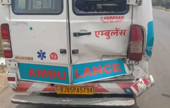 Speeding Truck Hits 108 Ambulance on Bayana Highway, Major Tragedy Averted