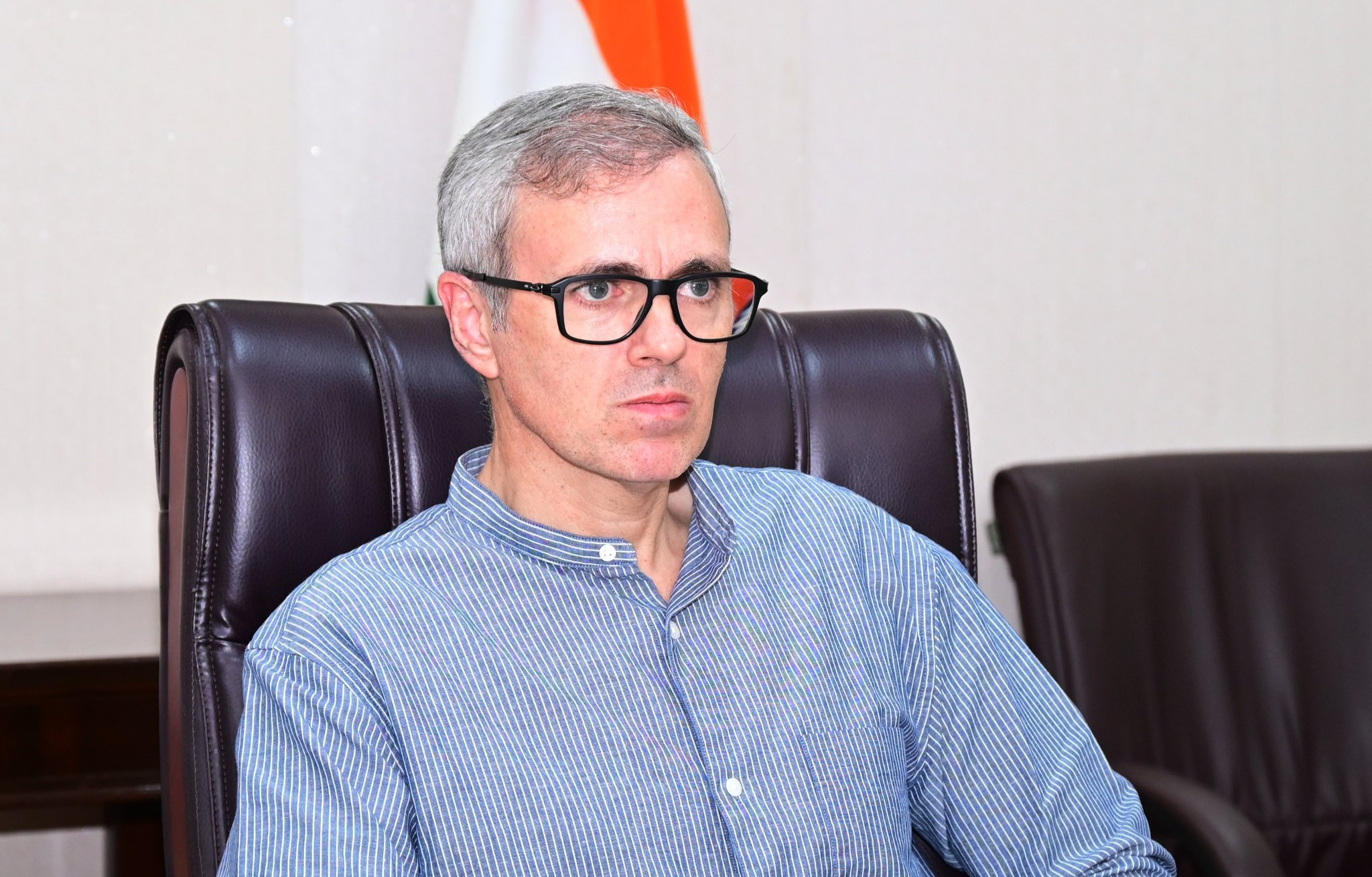 Omar Abdullah raised the demand for restoration of full statehood to Jammu and Kashmir.
