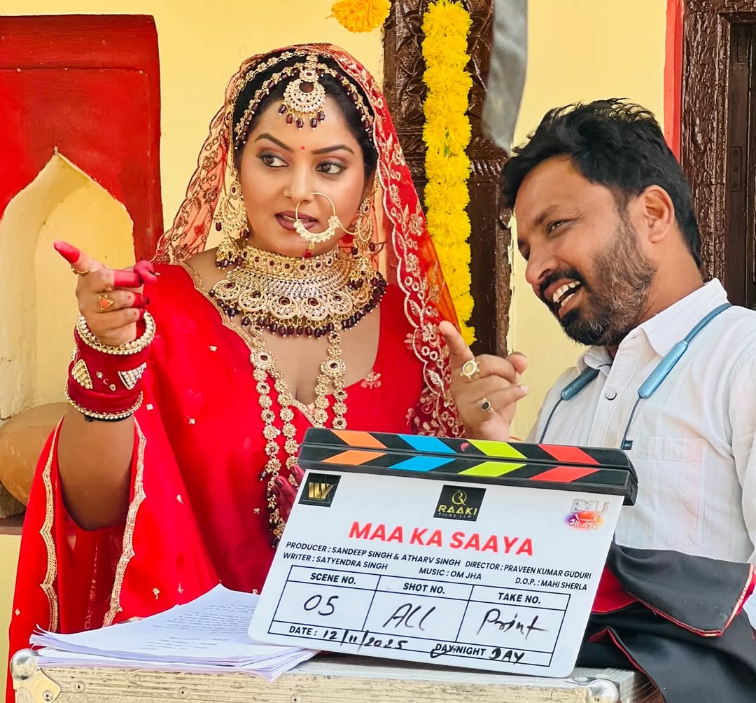 Anjana Singh shares BTS pictures of her new bridal look in the upcoming film “Maa Ka Saaya”.