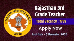Rajasthan 3rd Grade Teacher Recruitment 2025: Total 7759 posts for Level-1 and Level-2, online application begins
