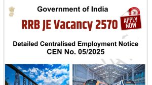RRB JE Recruitment 2025: Railway Junior Engineer Recruitment notification released for 2570 posts